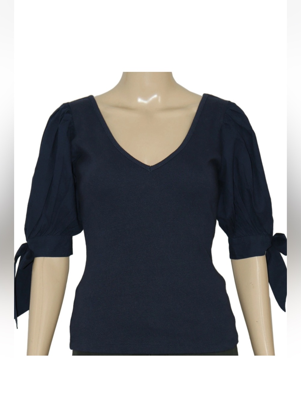 Anthropologie/Maeve Puff Sleeve Top with Adjustable Tie Cuffs - Picture 3 of 12